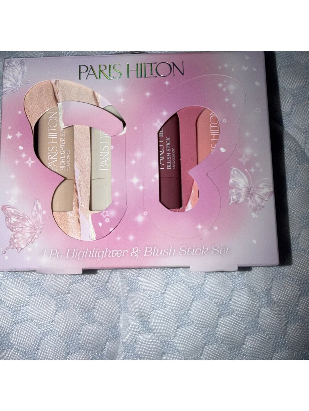 Paris Hilton 4PC Highlighter & Blush Stick Makeup Set Radiant Glow New